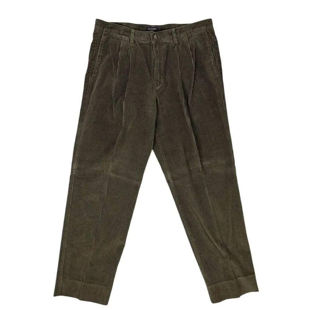 Vintage Dockers Corduroy Pants Men's 38x30 Olive Green 90s Pleated Preppy Skate